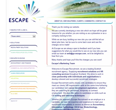 Escape Recruitment - our old website